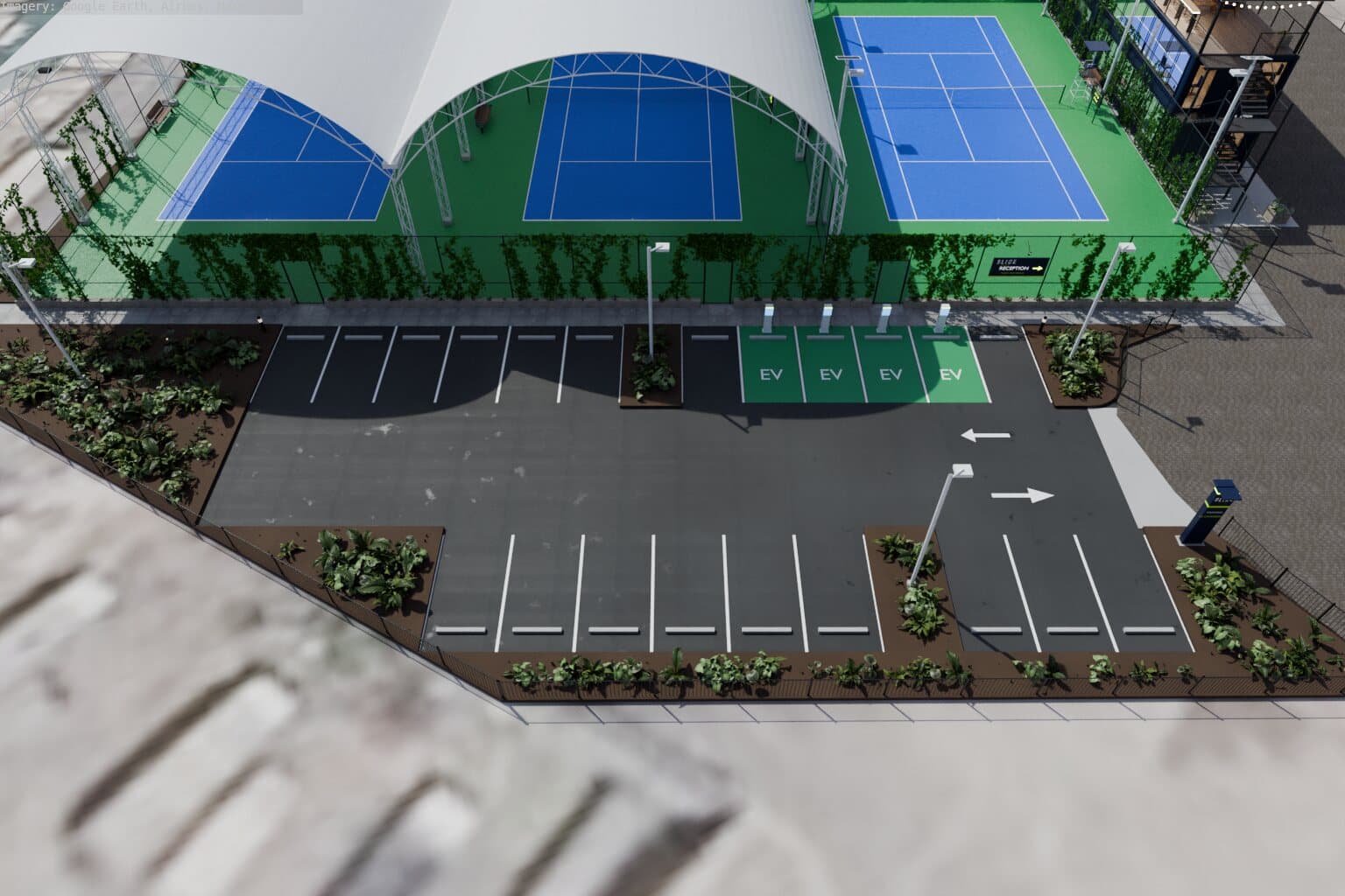 Car park and EV bays