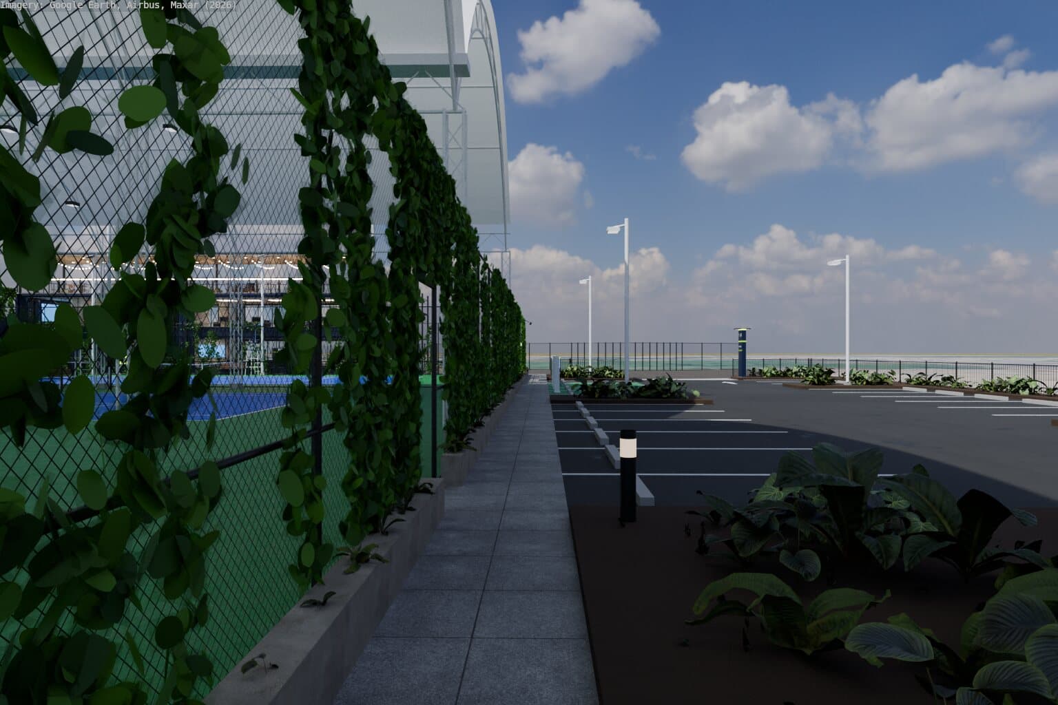 Footpath along the courts