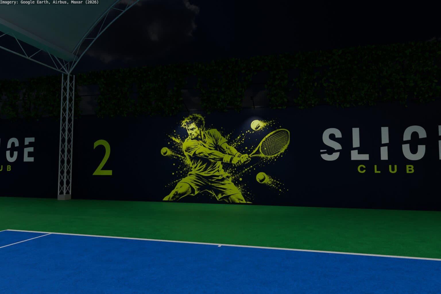 Court 2 mural at night