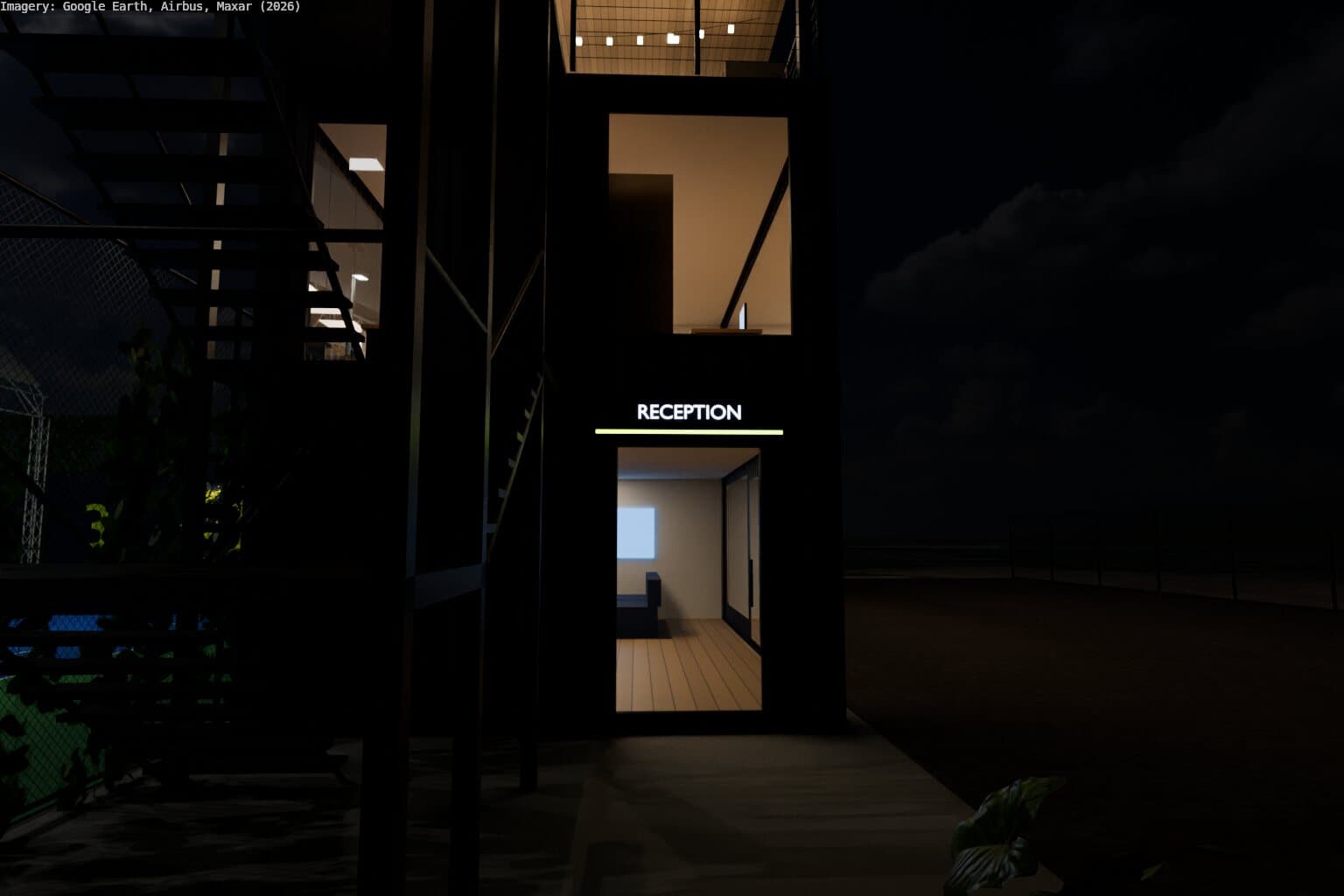 Reception entrance at night